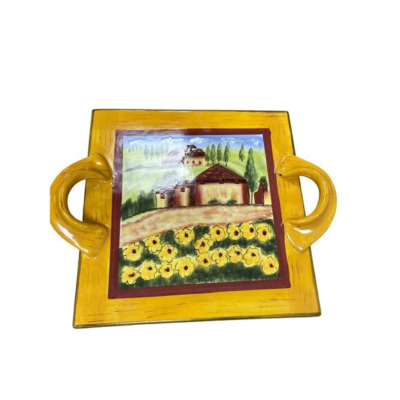 Romancing Provence Tuscan Country handpainted ceramic serve tray SKU 9622 - Picture 6 of 11